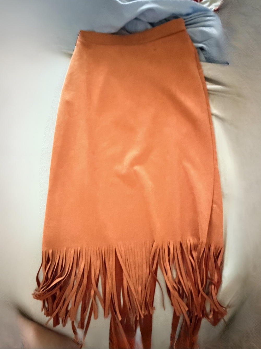 Lg Dark Tan Fringe Pencil Skirt